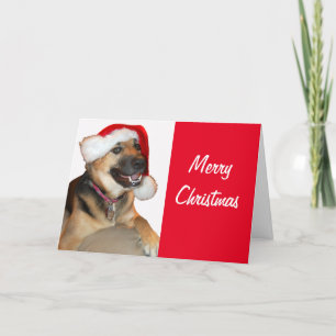 Deutscher Schäferhund mit einem Weihnachtshut Feiertagskarte