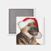 Deutscher Schäferhund mit einem Weihnachtshut Magnet (Vorderseite/Rückseite)