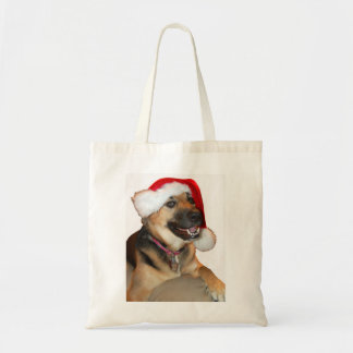 Deutscher Schäferhund mit einem Weihnachtshut Tragetasche