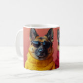 Deutscher Schäferhund mit Herz-Rose Valentinstag Kaffeetasse (Vorderseite Links)
