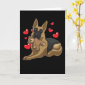 Deutscher Schäferhund mit Herzen Karte (Gelbe Blume)
