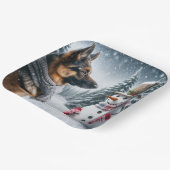 Deutscher Schäferhund mit Holiday Snowman Pappteller (Gewinkelt)