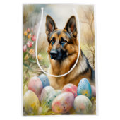 Deutscher Schäferhund mit Ostereiern Mittlere Geschenktüte (Vorderseite)