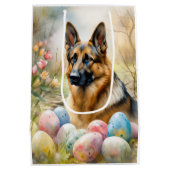 Deutscher Schäferhund mit Ostereiern Mittlere Geschenktüte (Rückseite)