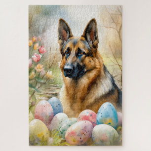 Deutscher Schäferhund mit Ostereiern Puzzle