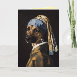 Deutscher Schäferhund mit Perlenohrring-Grußkarte Karte