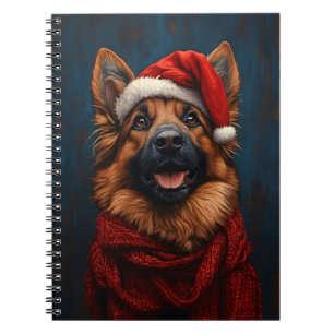 Deutscher Schäferhund mit Santa-Mütze Notizblock