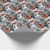 Deutscher Schäferhund mit Schneemann Geschenkpapier (Ecke)