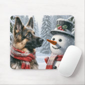 Deutscher Schäferhund mit Schneemann Mousepad (Mit Mouse)
