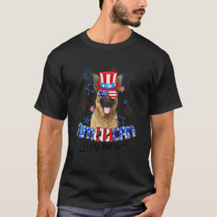 Deutscher Schäferhund mit Sonnenbrille USA-Flagge T-Shirt