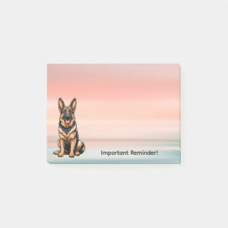 Deutscher Schäferhund mit Sonnenuntergang Post-it Klebezettel