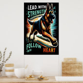 Deutscher Schäferhund mit Stärke und Herz springen Poster (Küche)