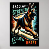 Deutscher Schäferhund mit Stärke und Herz springen Poster (Vorne)