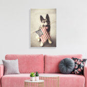 Deutscher Schäferhund mit US-Flagge Leinwanddruck (Insitu (Wohnzimmer))
