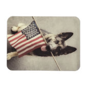 Deutscher Schäferhund mit US-Flagge Magnet (Horizontal)
