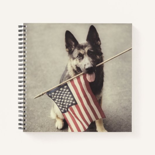 Deutscher Schäferhund mit US-Flagge Notizblock (Vorderseite)