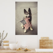 Deutscher Schäferhund mit US-Flagge Poster (Küche)