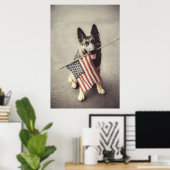Deutscher Schäferhund mit US-Flagge Poster (Heimbüro)