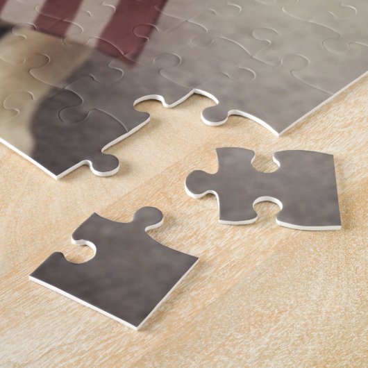 Deutscher Schäferhund mit US-Flagge Puzzle (Seite)