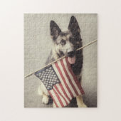 Deutscher Schäferhund mit US-Flagge Puzzle (Vertikal)