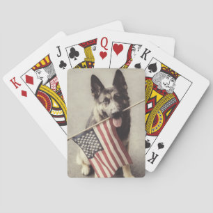 Deutscher Schäferhund mit US-Flagge Spielkarten