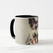 Deutscher Schäferhund mit US-Flagge Tasse (Vorderseite Links)