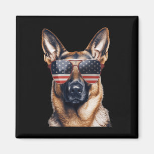 Deutscher Schäferhund mit US-Flagge Unabhängigkeit Magnet