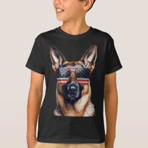 Deutscher Schäferhund mit US-Flagge Unabhängigkeit T-Shirt