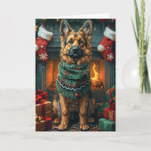 Deutscher Schäferhund mit Weihnachtsgeschenken Feu Karte (Vorderseite)
