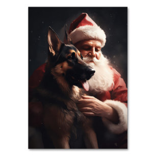 Deutscher Schäferhund mit Weihnachtsmann Festive W Tischnummer