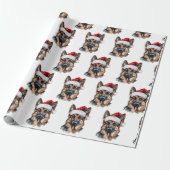Deutscher Schäferhund mit Weihnachtsmannmütze Geschenkpapier (Ungerollt)