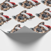 Deutscher Schäferhund mit Weihnachtsmannmütze Geschenkpapier (Ecke)