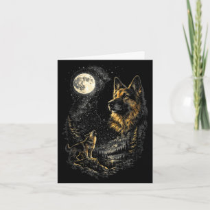 Deutscher Schäferhund Mond Heulen Retro Vintage 90 Karte