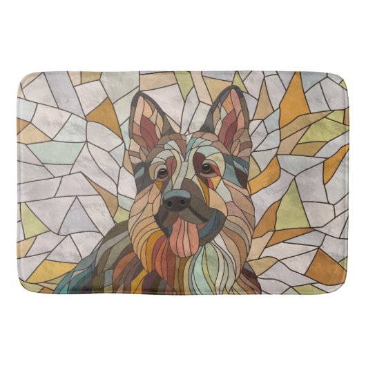 Deutscher Schäferhund - Mosaikkunst Badematte (Vorderseite)
