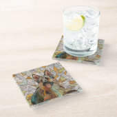 Deutscher Schäferhund - Mosaikkunst Glasuntersetzer (Schrägansicht)