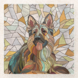 Deutscher Schäferhund - Mosaikkunst Glasuntersetzer