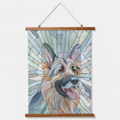Deutscher Schäferhund - Mosaikkunst Wandteppich Mit Holzrahmen (Vorderseite)