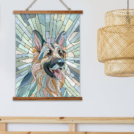Deutscher Schäferhund - Mosaikkunst Wandteppich Mit Holzrahmen