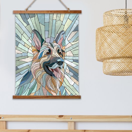Deutscher Schäferhund - Mosaikkunst Wandteppich Mit Holzrahmen