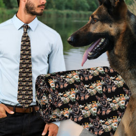 Deutscher Schäferhund Muster Black Neck Tie Krawatte
