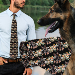 Deutscher Schäferhund Muster Black Neck Tie Krawatte
