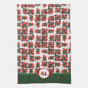 Deutscher Schäferhund Muster Monogramm Weihnachten Geschirrtuch