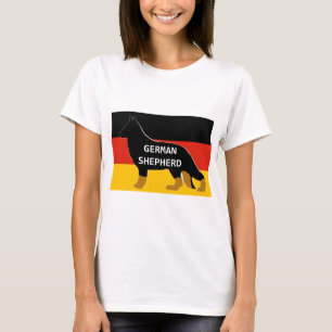 deutscher Schäferhund Name Silhouette auf Flagge z T-Shirt