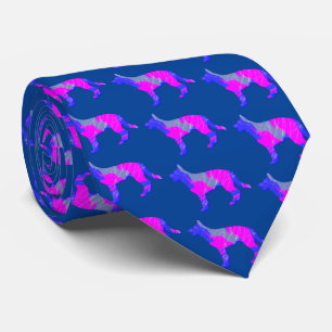 Deutscher Schäferhund Niedlich Pink Silhouette Blu Krawatte
