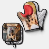 Deutscher Schäferhund Ofenhandschuh & Topflappen-Set (Vorderseite/Rückseite)