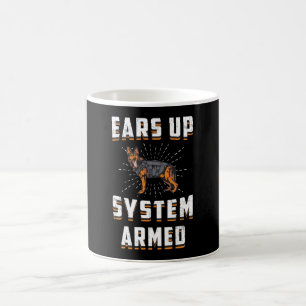Deutscher Schäferhund Ohren Hoch System Bewaffnete Kaffeetasse