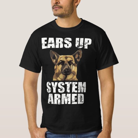 Deutscher Schäferhund Ohren-System bewaffnete Funn T-Shirt (Vorderseite)