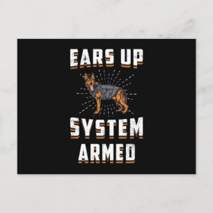 Deutscher Schäferhund Ohrfeigen Vintager bewaffnet Postkarte