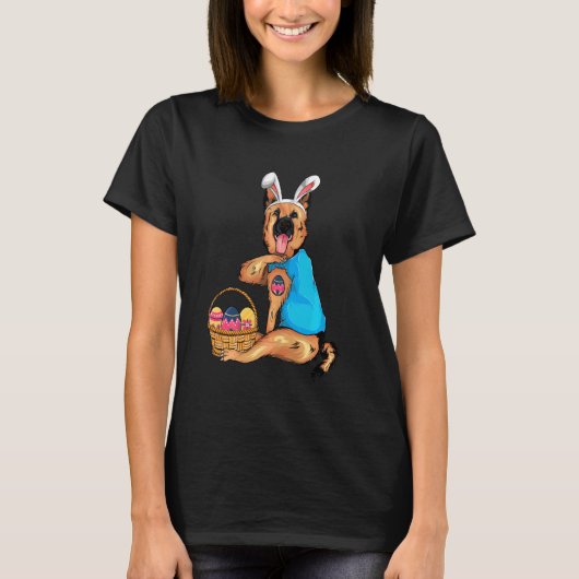 Deutscher Schäferhund Ostern Bunny Eggs Osterhund T-Shirt (Vorderseite)