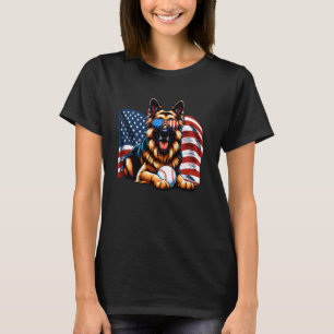 Deutscher Schäferhund Patriotischer Baseball-Fan U T-Shirt